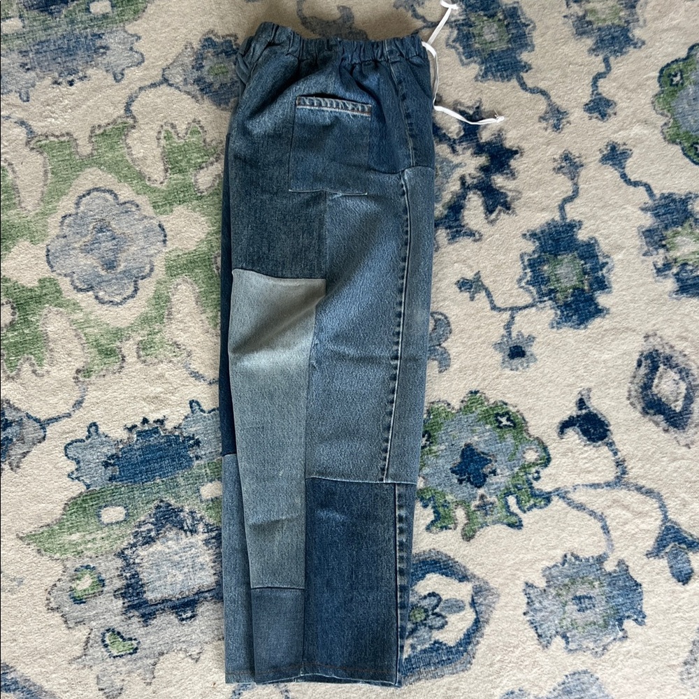 RCYCLD eco-denim patchwork jeans Size ML NWOT - Picture 3 of 4